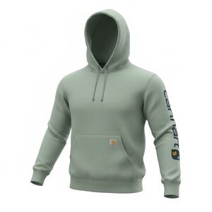 Green Carhartt hooded sweatshirt kangaroo pouch size small loose fit 59% Cotton